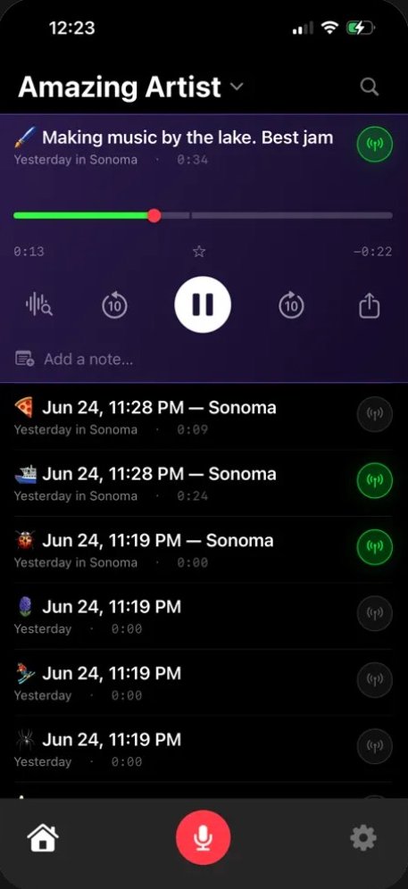 Home screen listing jams